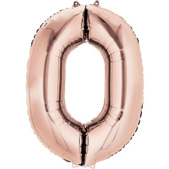 Globo Número Metalizado Jumbo "0" Oro-rosa