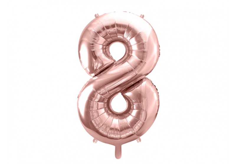 Globo Número Metalizado Jumbo "8" Oro-rosa